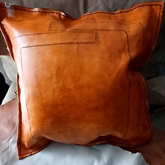 Art Deco Leather Throw Pillow – Geometric Design - Picture 7 of 10